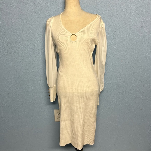 white floral long sleeve dress Baltic Born Womens Raven Midi Dress | Off White Floral